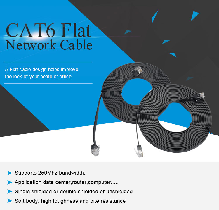 Cat6 Flat Patch Cable With Short RJ45 Body