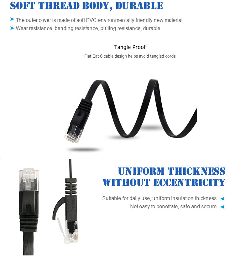 Cat6 Flat Patch Cable With Short RJ45 Body