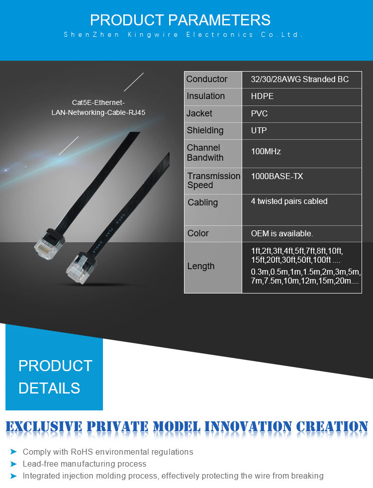 Flat Cat5e Ethernet Cable UTP Cat6 Flat Cable