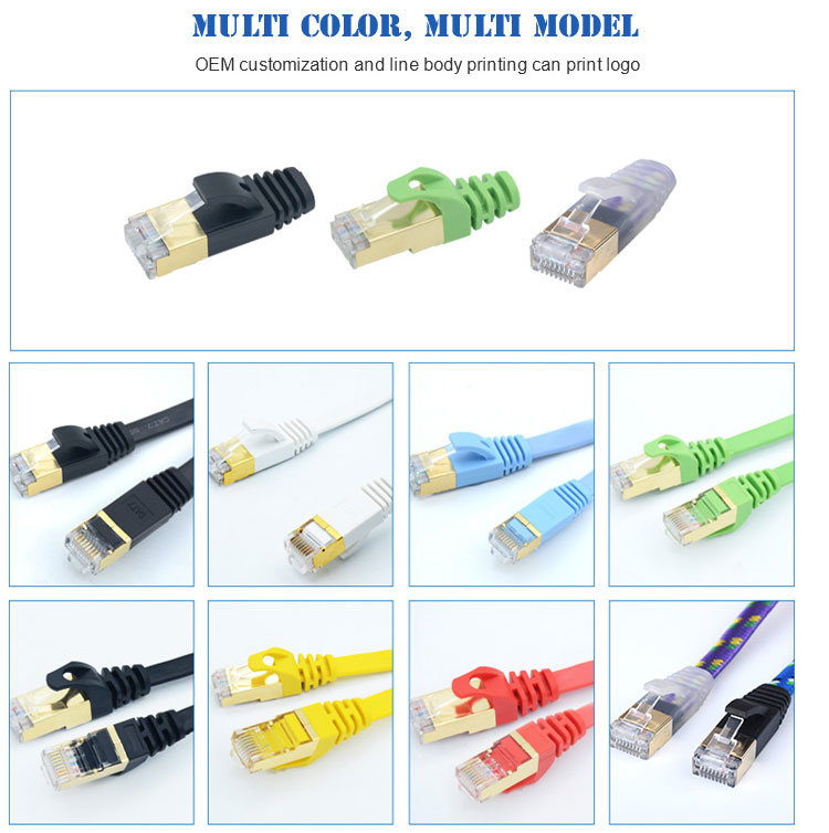 China Cat6a Flat Shielded Ethernet Cable With RJ45 Plug