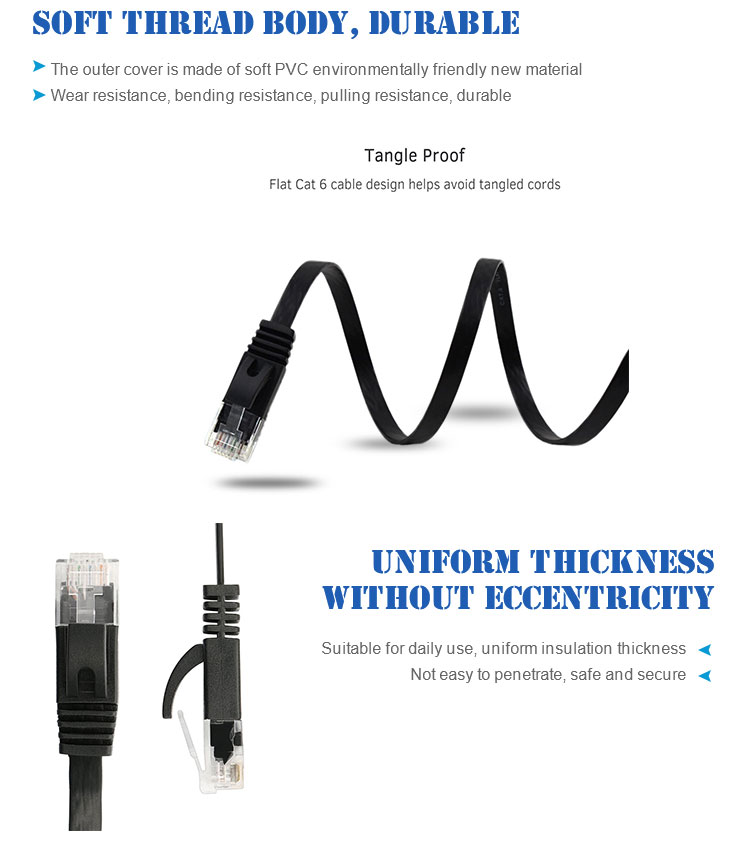 Ultra Slim Flat Cat6 Patch Cord Network Cable