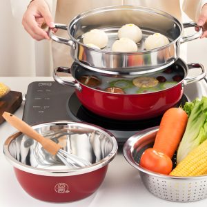 Multi-Function Red Kitchen Cookware Combination
