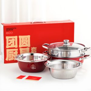 Stainless Steel Rice Sieve Hot Pot Steamer Set