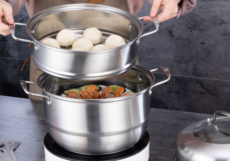 3-Tier Stainless Steel Steamer Pot, Multi-Functional Food Steamer for Induction & Gas Stove