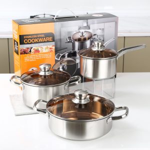 Kitchen Pot Set with Glass Lids