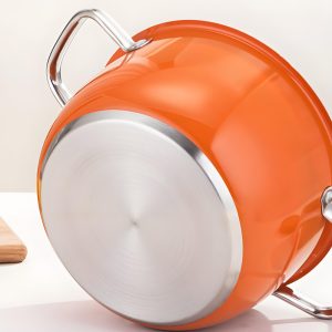 Orange Thickened Clad Stainless Steel Multi‑Purpose Stock Pot