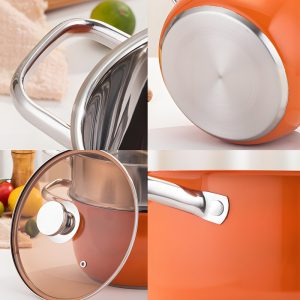 Orange Thickened Clad Stainless Steel Multi‑Purpose Stock Pot