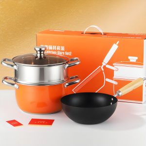 Multi Purpose Stainless Steel Soup Pot and Wok Combo Set