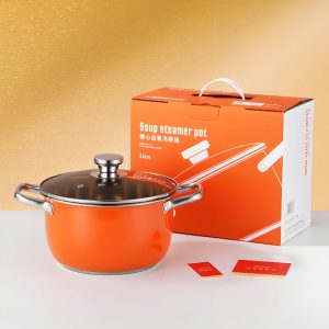 Orange Thickened Clad Stainless Steel Multi‑Purpose Stock Pot