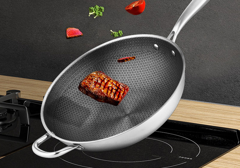 32CM Stainless Steel Wok